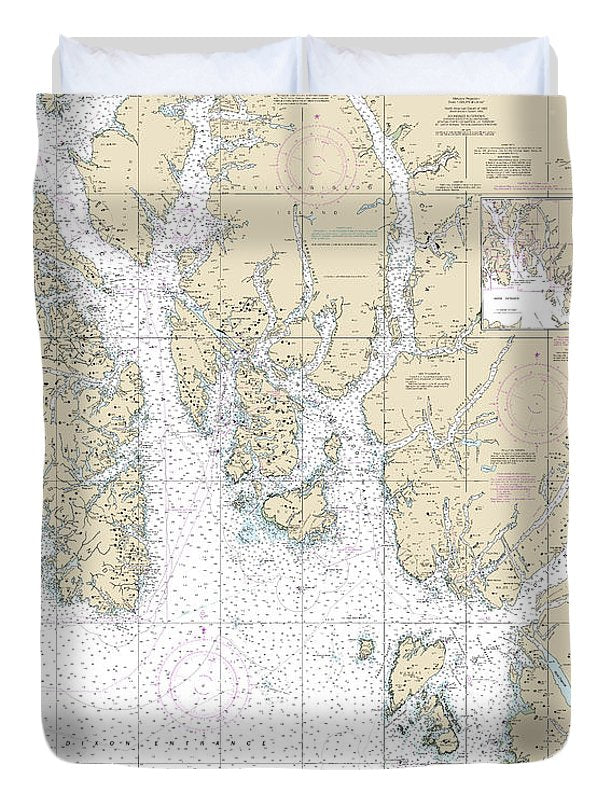 Nautical Chart-17420 Hecate Strait-etolin Island, Including Behm-portland Canals - Duvet Cover