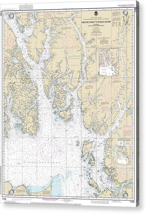 Nautical Chart-17420 Hecate Strait-etolin Island, Including Behm-portland Canals - Acrylic Print