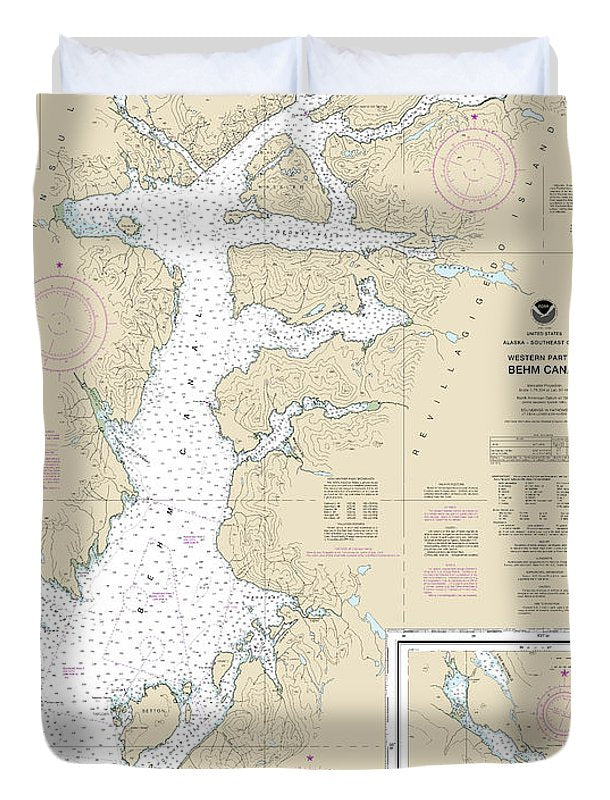 Nautical Chart-17422 Behm Canal-western Part, Yes Bay - Duvet Cover