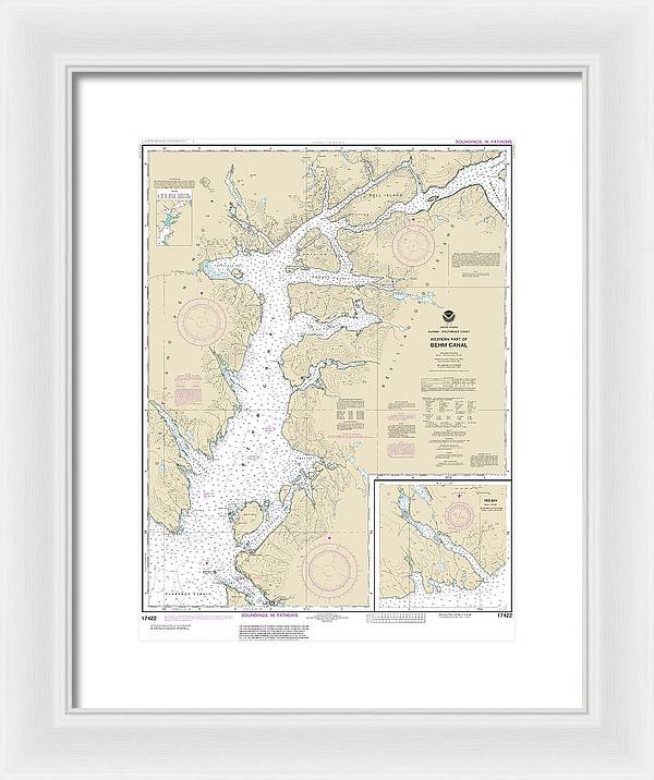 Nautical Chart-17422 Behm Canal-western Part, Yes Bay - Framed Print