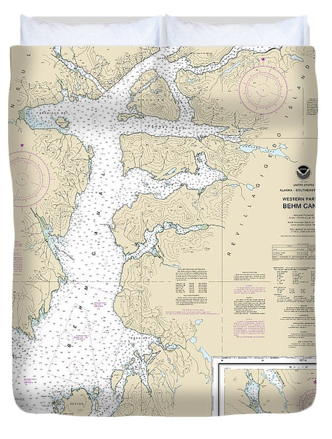 Nautical Chart-17422 Behm Canal-western Part, Yes Bay - Duvet Cover