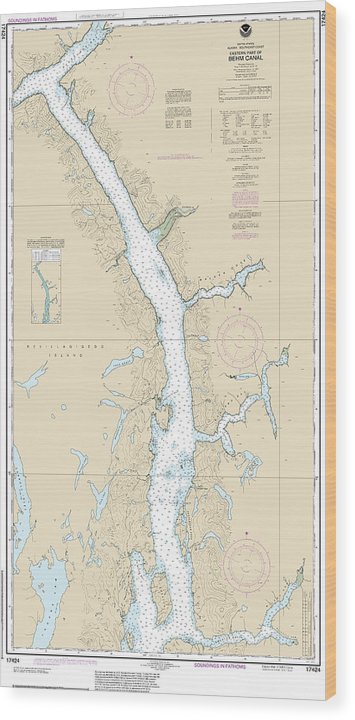 Nautical Chart-17424 Behm Canal-Eastern Part Wood Print