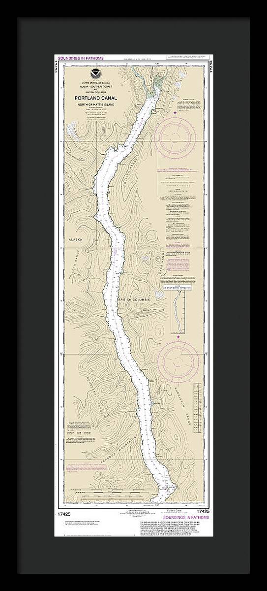 Nautical Chart-17425 Portland Canal-north-hattie Island - Framed Print