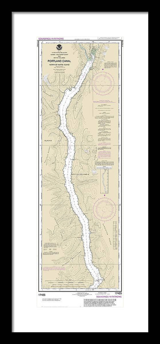 Nautical Chart-17425 Portland Canal-north-hattie Island - Framed Print