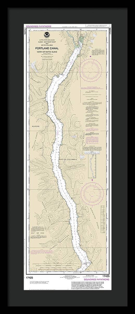 Nautical Chart-17425 Portland Canal-north-hattie Island - Framed Print