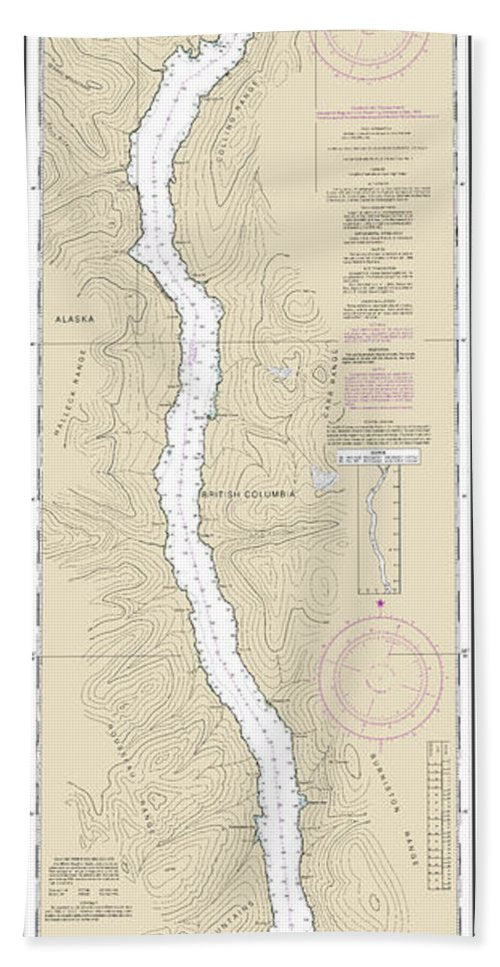 Nautical Chart 17425 Portland Canal North Hattie Island Bath Towel