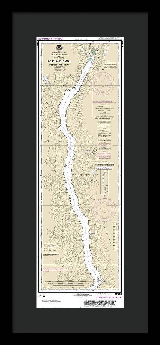 Nautical Chart-17425 Portland Canal-north-hattie Island - Framed Print