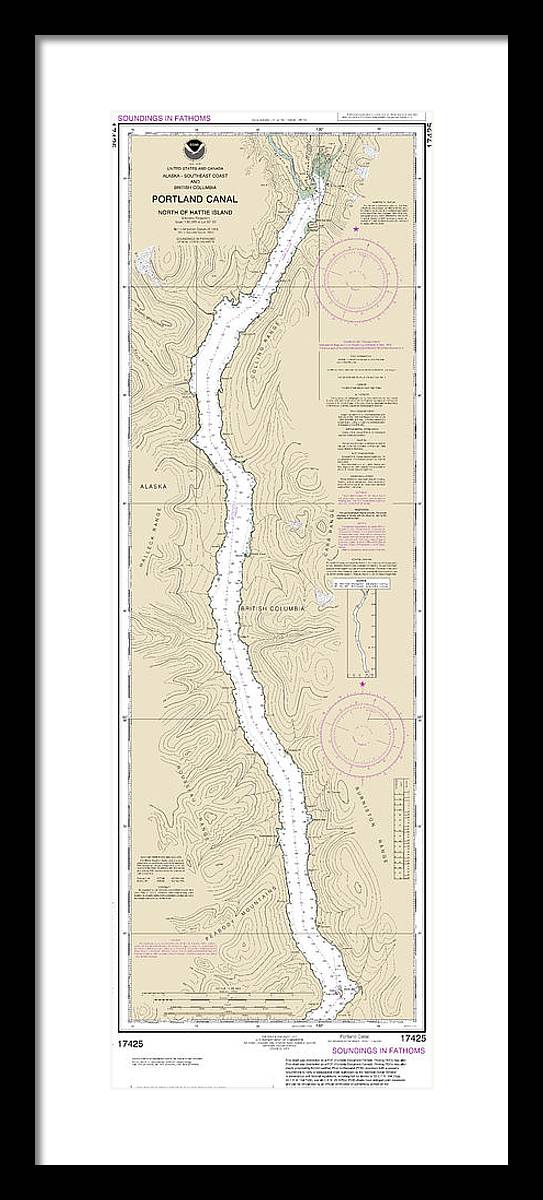 Nautical Chart-17425 Portland Canal-north-hattie Island - Framed Print