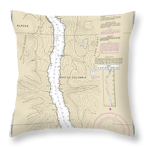 Nautical Chart-17425 Portland Canal-north-hattie Island - Throw Pillow