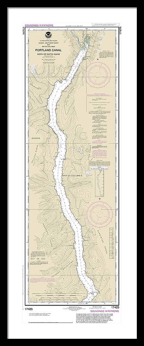 Nautical Chart-17425 Portland Canal-north-hattie Island - Framed Print