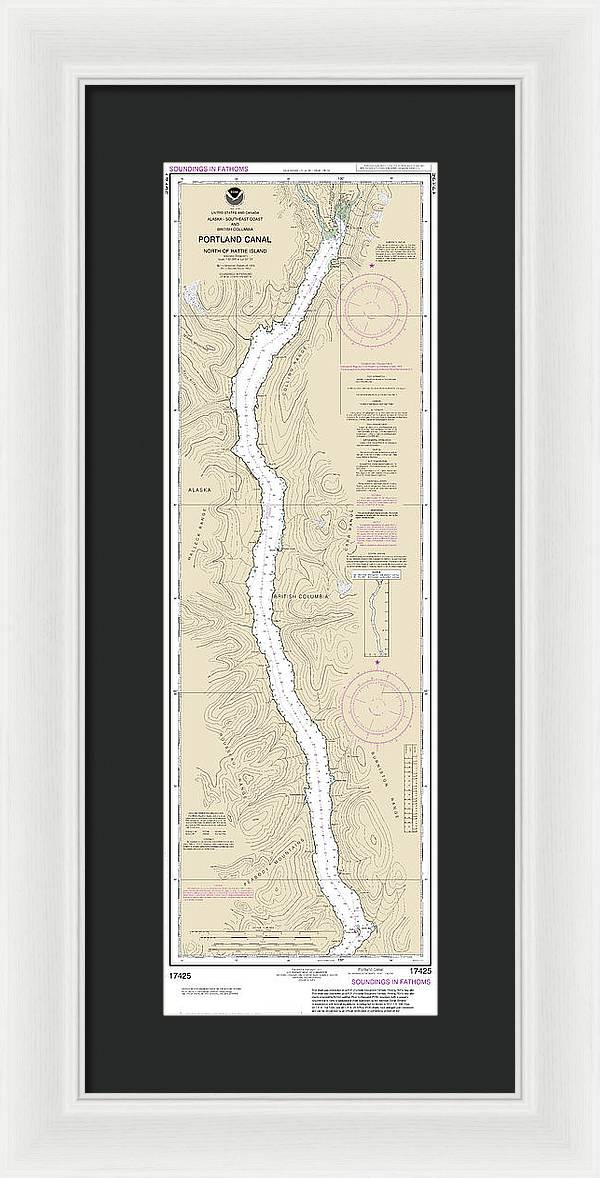 Nautical Chart-17425 Portland Canal-north-hattie Island - Framed Print