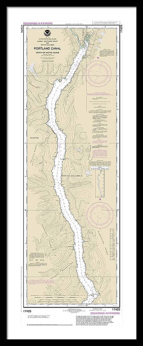 Nautical Chart-17425 Portland Canal-north-hattie Island - Framed Print