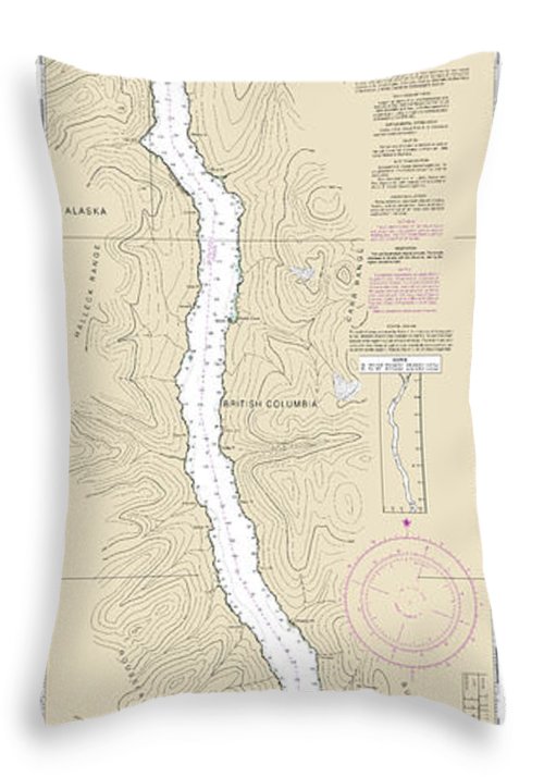 Nautical Chart-17425 Portland Canal-north-hattie Island - Throw Pillow