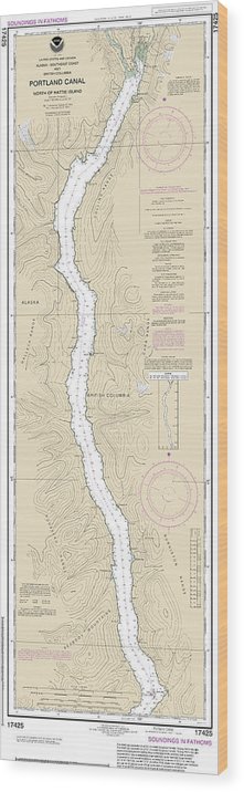 Nautical Chart-17425 Portland Canal-North-Hattie Island Wood Print