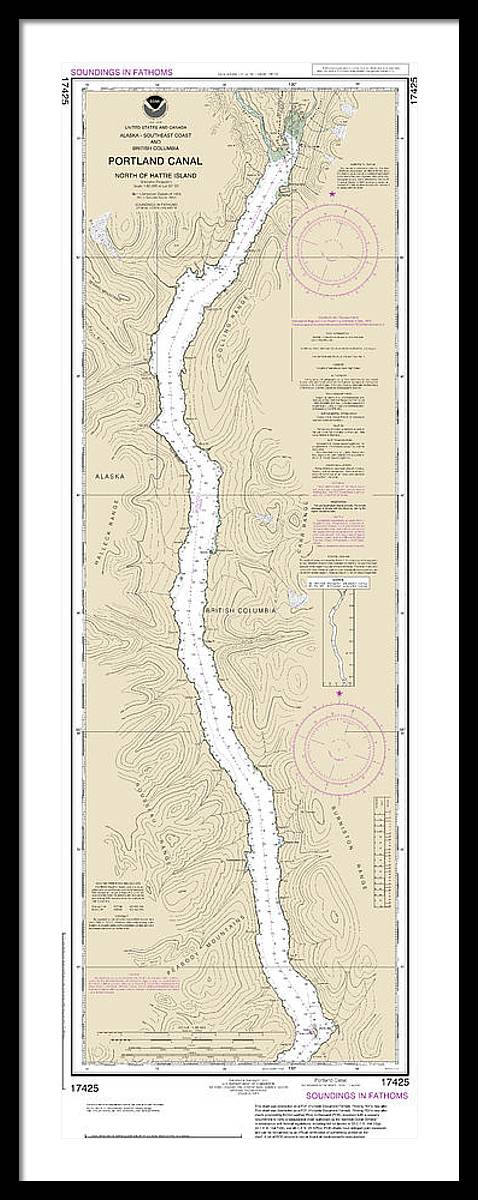 Nautical Chart-17425 Portland Canal-north-hattie Island - Framed Print