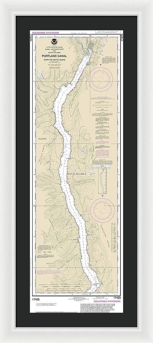 Nautical Chart-17425 Portland Canal-north-hattie Island - Framed Print