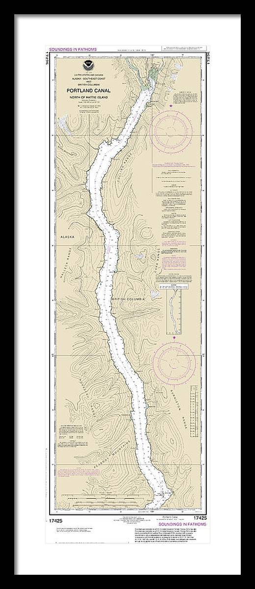 Nautical Chart-17425 Portland Canal-north-hattie Island - Framed Print