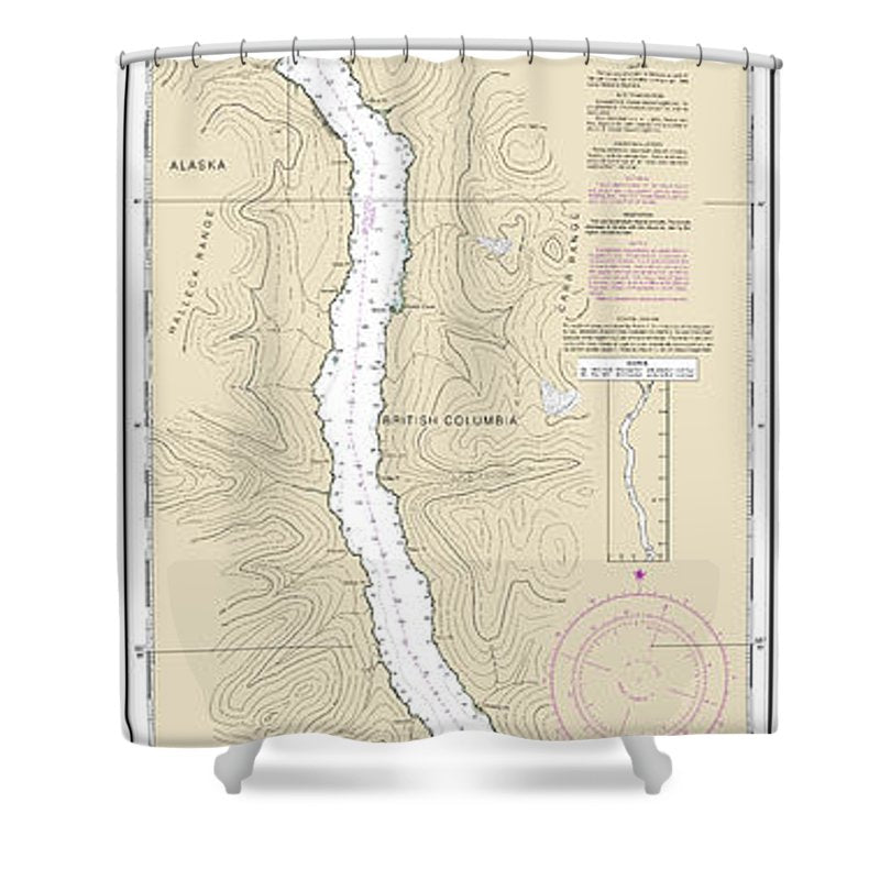 Nautical Chart 17425 Portland Canal North Hattie Island Shower Curtain