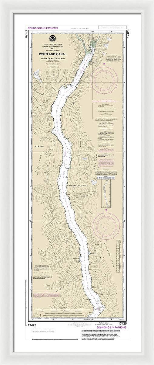 Nautical Chart-17425 Portland Canal-north-hattie Island - Framed Print