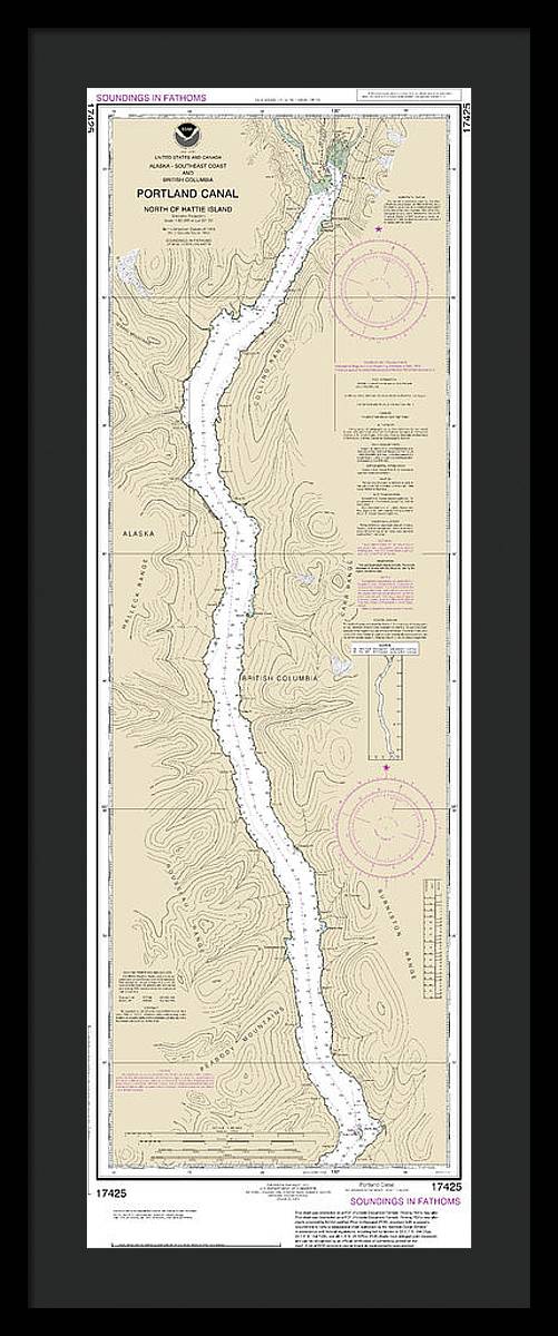 Nautical Chart-17425 Portland Canal-north-hattie Island - Framed Print