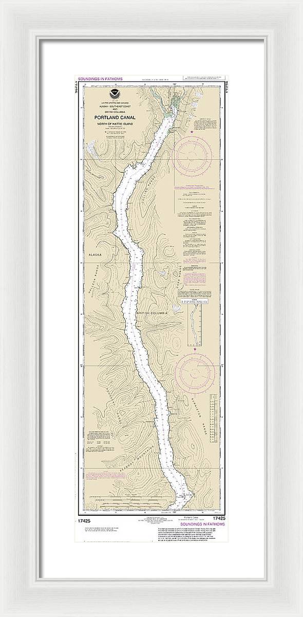 Nautical Chart-17425 Portland Canal-north-hattie Island - Framed Print