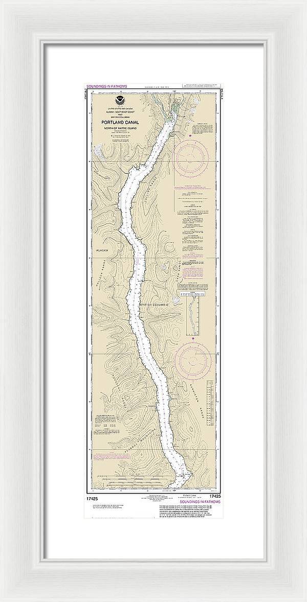 Nautical Chart-17425 Portland Canal-north-hattie Island - Framed Print