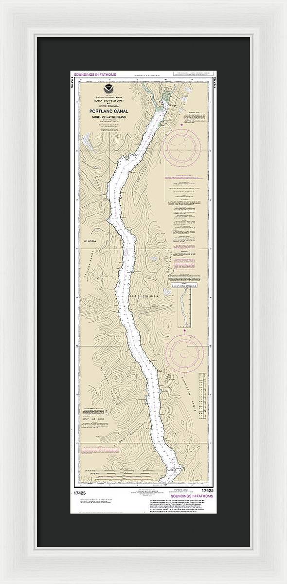 Nautical Chart-17425 Portland Canal-north-hattie Island - Framed Print