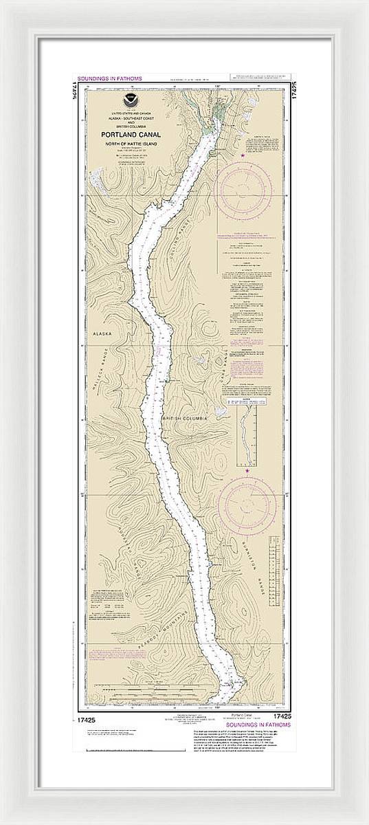 Nautical Chart-17425 Portland Canal-north-hattie Island - Framed Print