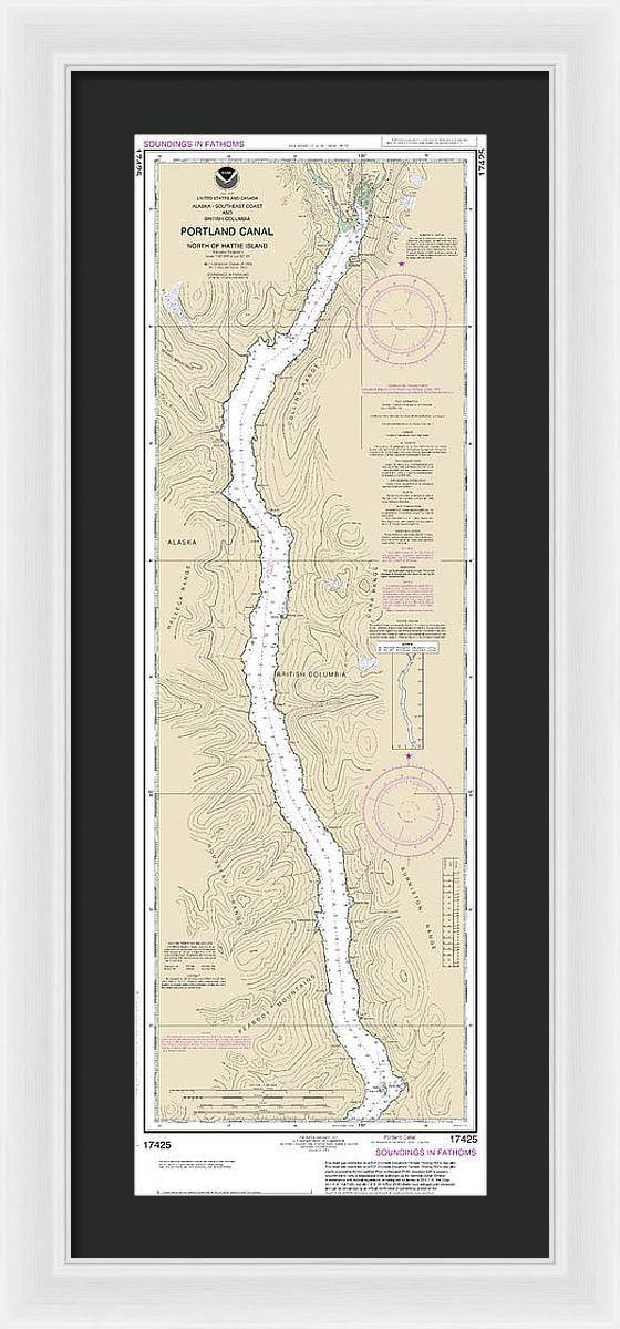 Nautical Chart-17425 Portland Canal-north-hattie Island - Framed Print