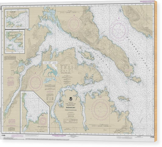 Nautical Chart-17426 Kasaan Bay, Clarence Strait, Hollis Anchorage, Eastern Part, Lyman Anchorage Wood Print
