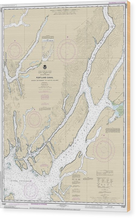 Nautical Chart-17427 Portland Canal Dixon Entrance-Hattie I Wood Print