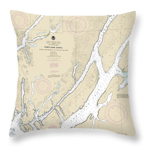 Nautical Chart-17427 Portland Canal - Dixon Entrance-hattie I - Throw Pillow