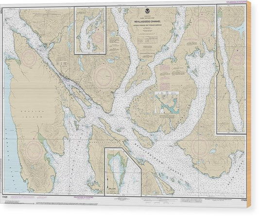 Nautical Chart-17428 Revillagigedo Channel, Nichols Passage,-Tongass Narrows, Seal Cove, Ward Cove Wood Print