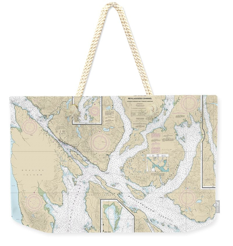 Nautical Chart-17428 Revillagigedo Channel, Nichols Passage,-tongass Narrows, Seal Cove, Ward Cove - Weekender Tote Bag