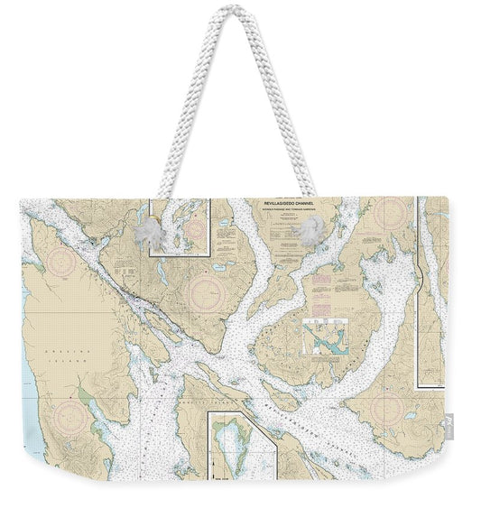 Nautical Chart-17428 Revillagigedo Channel, Nichols Passage,-tongass Narrows, Seal Cove, Ward Cove - Weekender Tote Bag