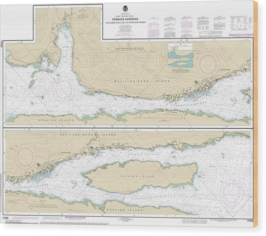 Nautical Chart-17430 Tongass Narrows Wood Print