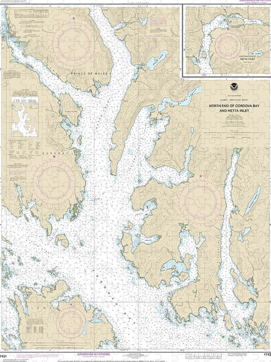 Nautical Chart 17431 N End Cordova Bay Hetta Inlet Puzzle