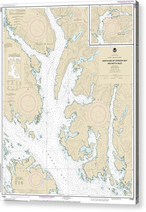 Nautical Chart-17431 N End-Cordova Bay-Hetta Inlet  Acrylic Print