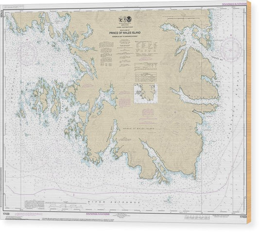Nautical Chart-17433 Kendrick Bay-Shipwreck Point, Prince-Wales Island Wood Print