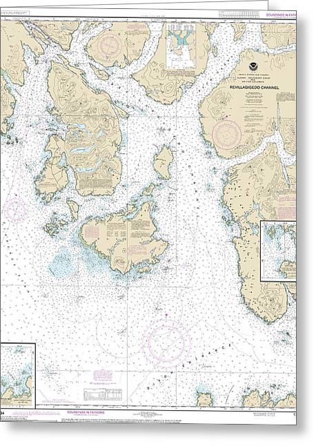 Nautical Chart-17434 Revillagigedo Channel, Ryus Bay, Foggy Bay - Greeting Card