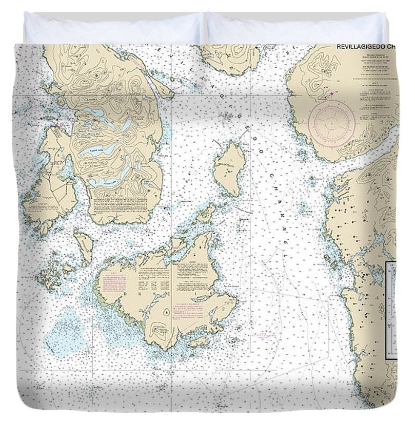 Nautical Chart 17434 Revillagigedo Channel, Ryus Bay, Foggy Bay Duvet Cover