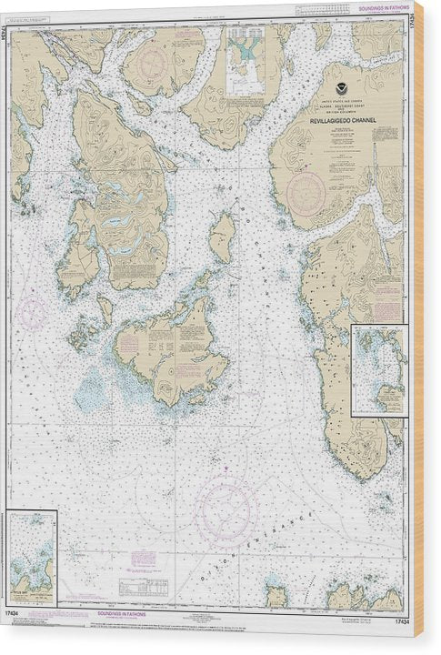 Nautical Chart-17434 Revillagigedo Channel, Ryus Bay, Foggy Bay Wood Print