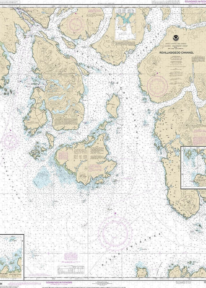 Nautical Chart-17434 Revillagigedo Channel, Ryus Bay, Foggy Bay - Puzzle