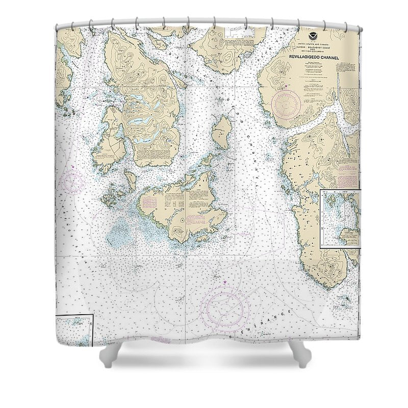 Nautical Chart 17434 Revillagigedo Channel, Ryus Bay, Foggy Bay Shower Curtain