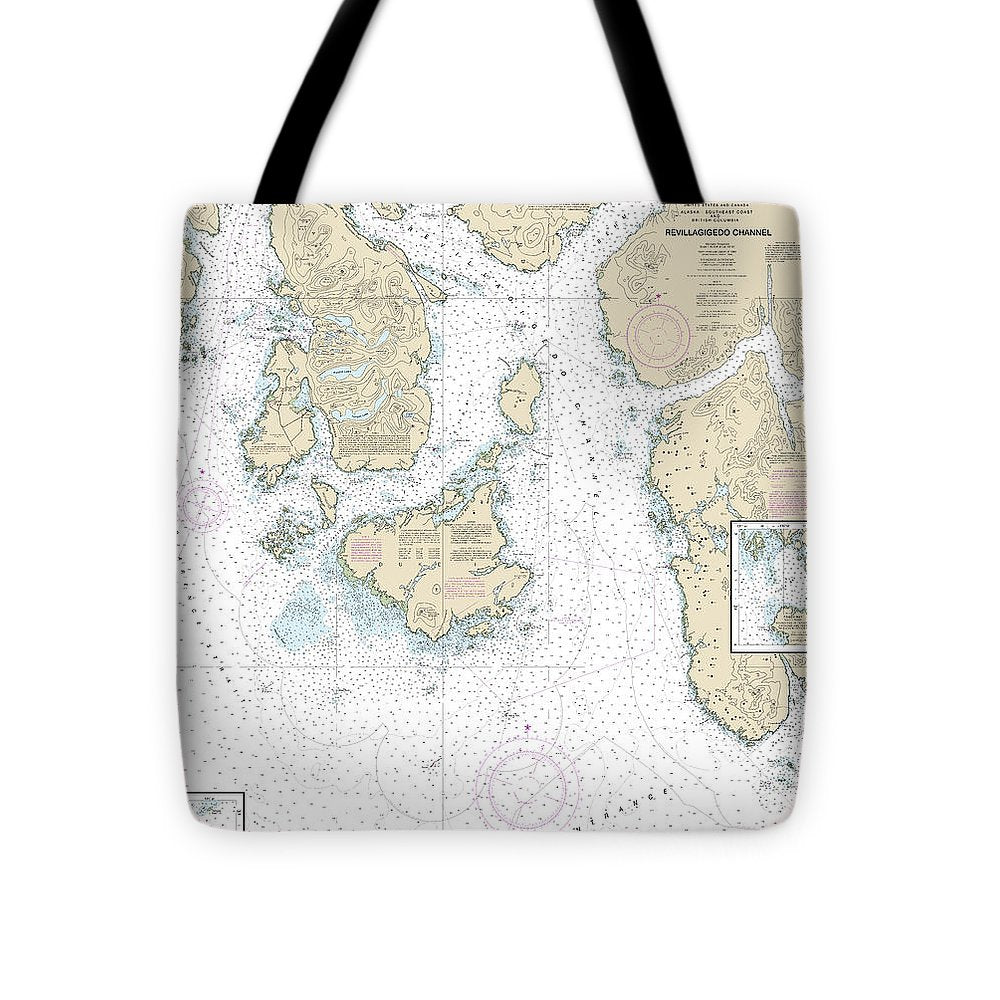 Nautical Chart-17434 Revillagigedo Channel, Ryus Bay, Foggy Bay - Tote Bag