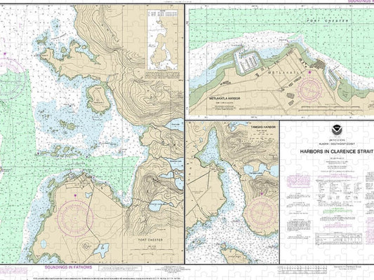 Nautical Chart 17435 Harbors In Clarence Strait Port Chester, Annette Island, Tamgas Harbor, Annette Island, Metlakatla Harbor Puzzle