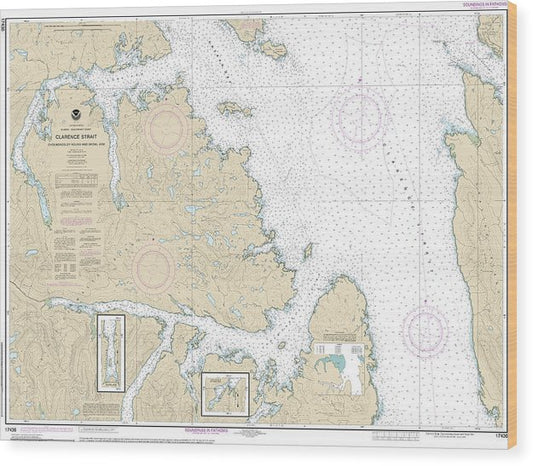 Nautical Chart-17436 Clarence Strait, Cholmondeley Sound-Skowl Arm Wood Print