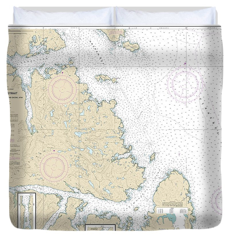 Nautical Chart 17436 Clarence Strait, Cholmondeley Sound Skowl Arm Duvet Cover