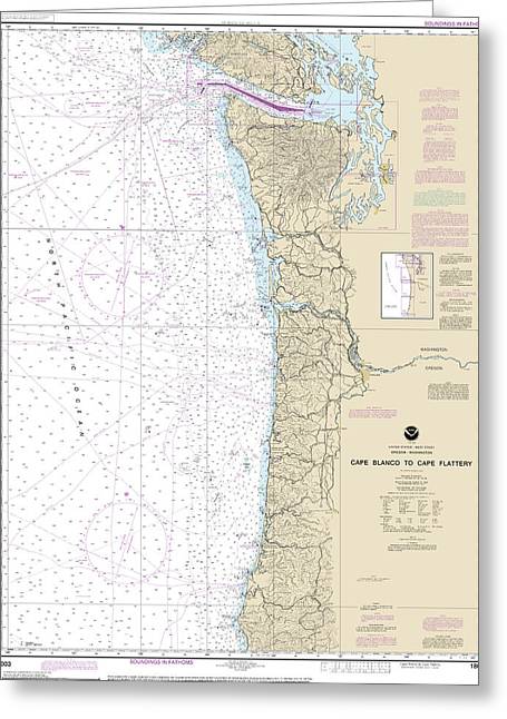 Nautical Chart-18003 Cape Blanco-cape Flattery - Greeting Card