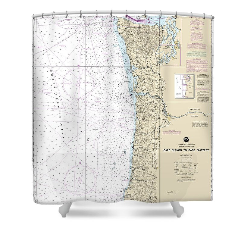 Nautical Chart 18003 Cape Blanco Cape Flattery Shower Curtain